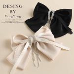 گیره فرانسوی پاپیون با آویز ریسه نگینی